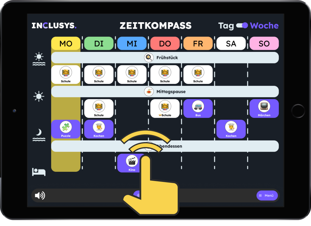 Tablet App Wochenansicht